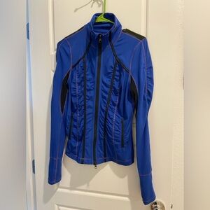 Zella Blue Ski Jacket with Ruching and High Collar